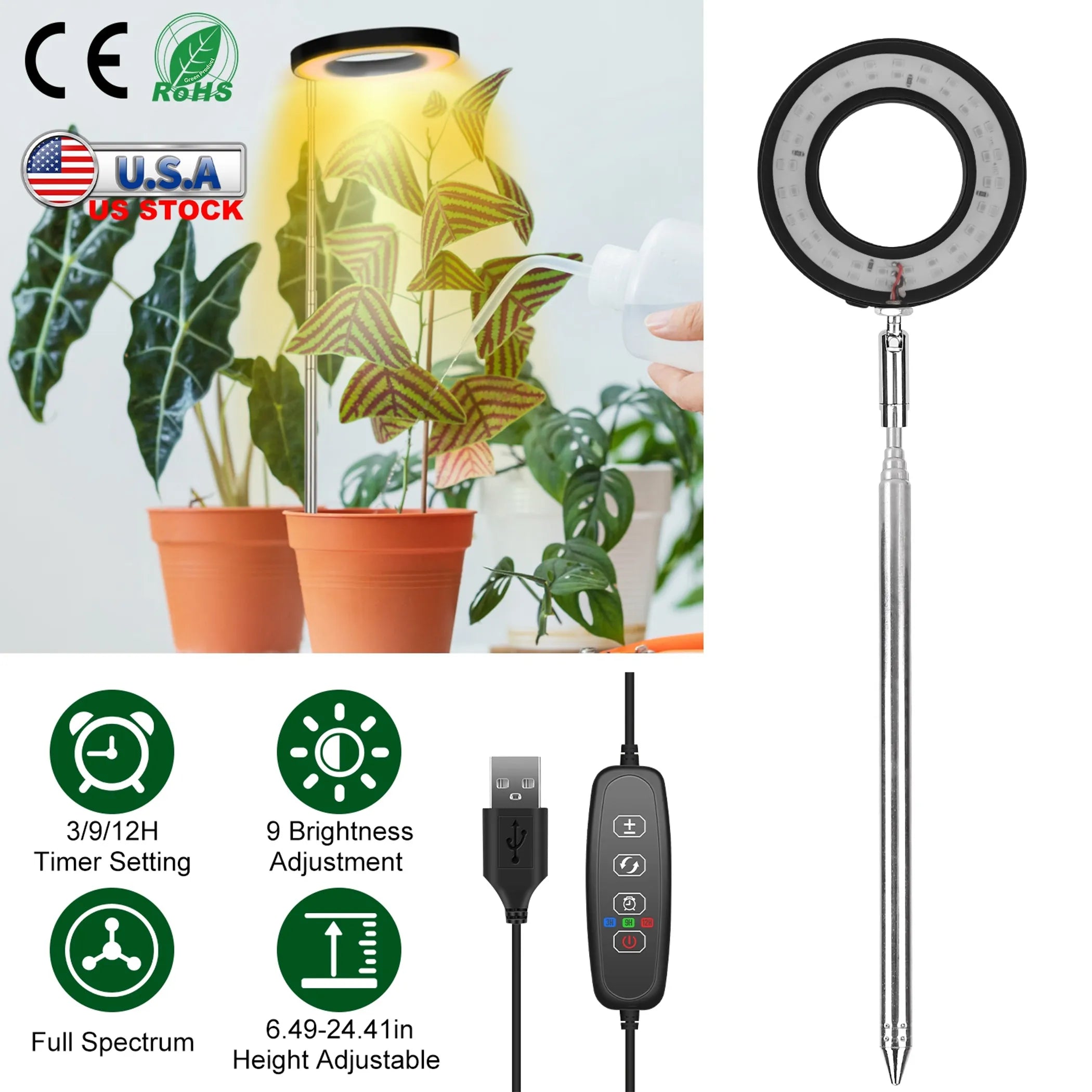 Plant Grow Light LED Full Spectrum Circle Growing Lamp