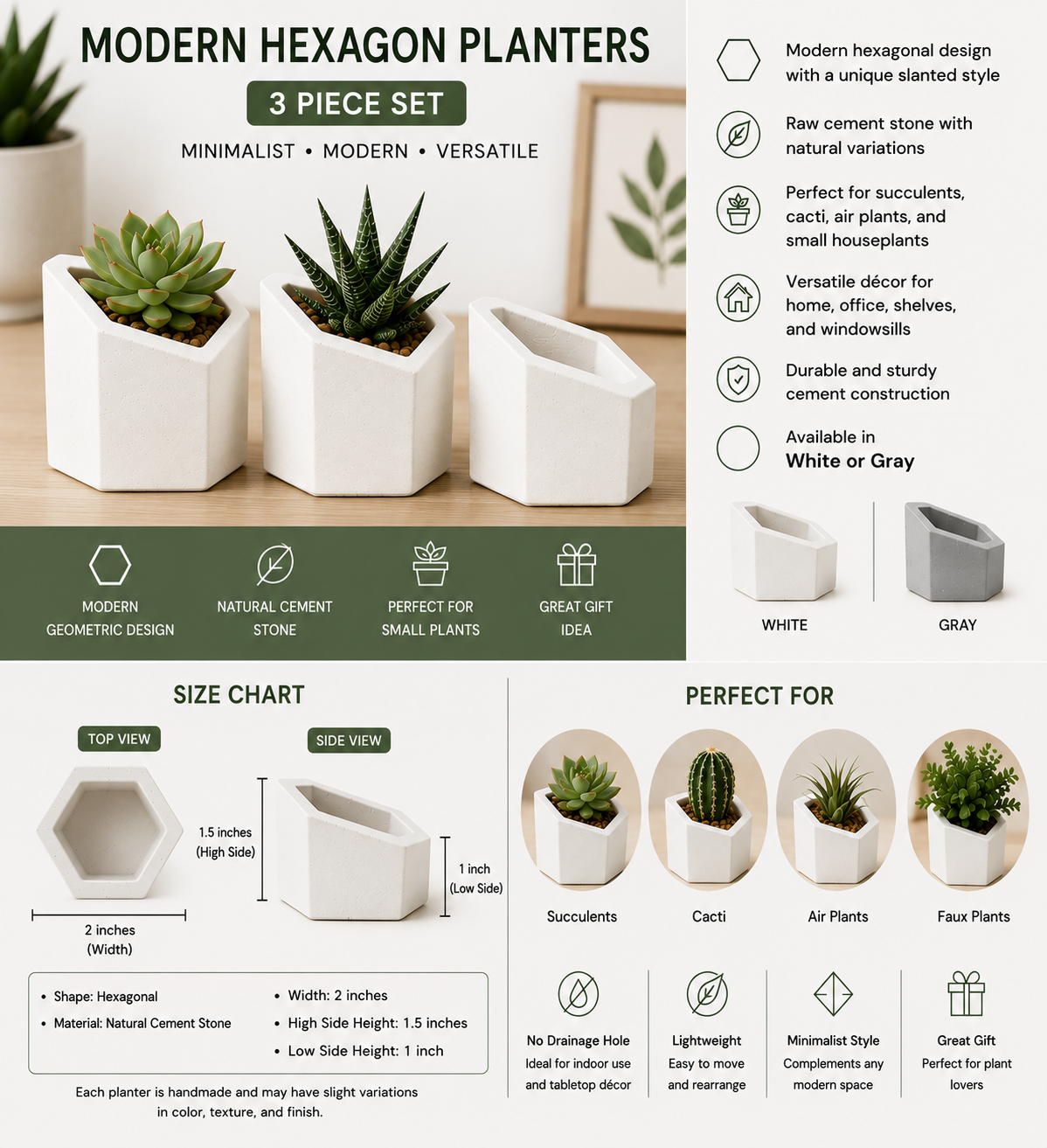 Hexagonal Cement Planter