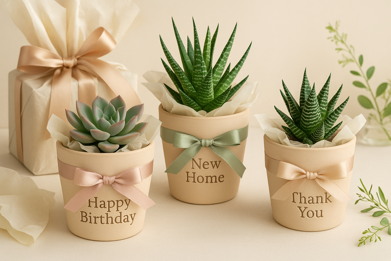 Personalized plant gift arrangement