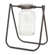 Jar with Stand (Set of 2) 6"L x 6.75"H Iron/Glass – 1