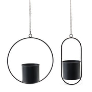 Melrose International Set of 2 Modern Black Metal Hanging Planters – 1
