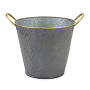 Melrose International Set of 3 Distressed Metal Aztec Pail Planters