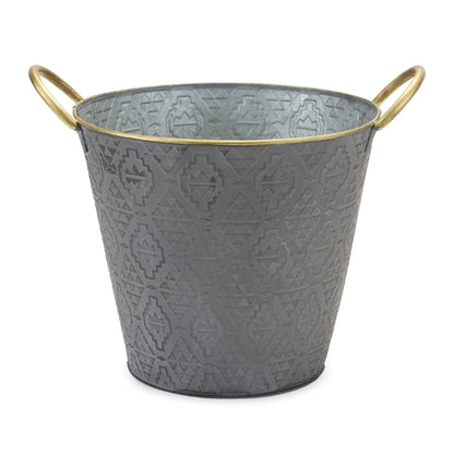 Metal Aztec Pail Planter