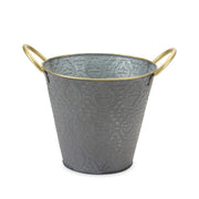 Melrose International Set of 3 Distressed Metal Aztec Pail Planters