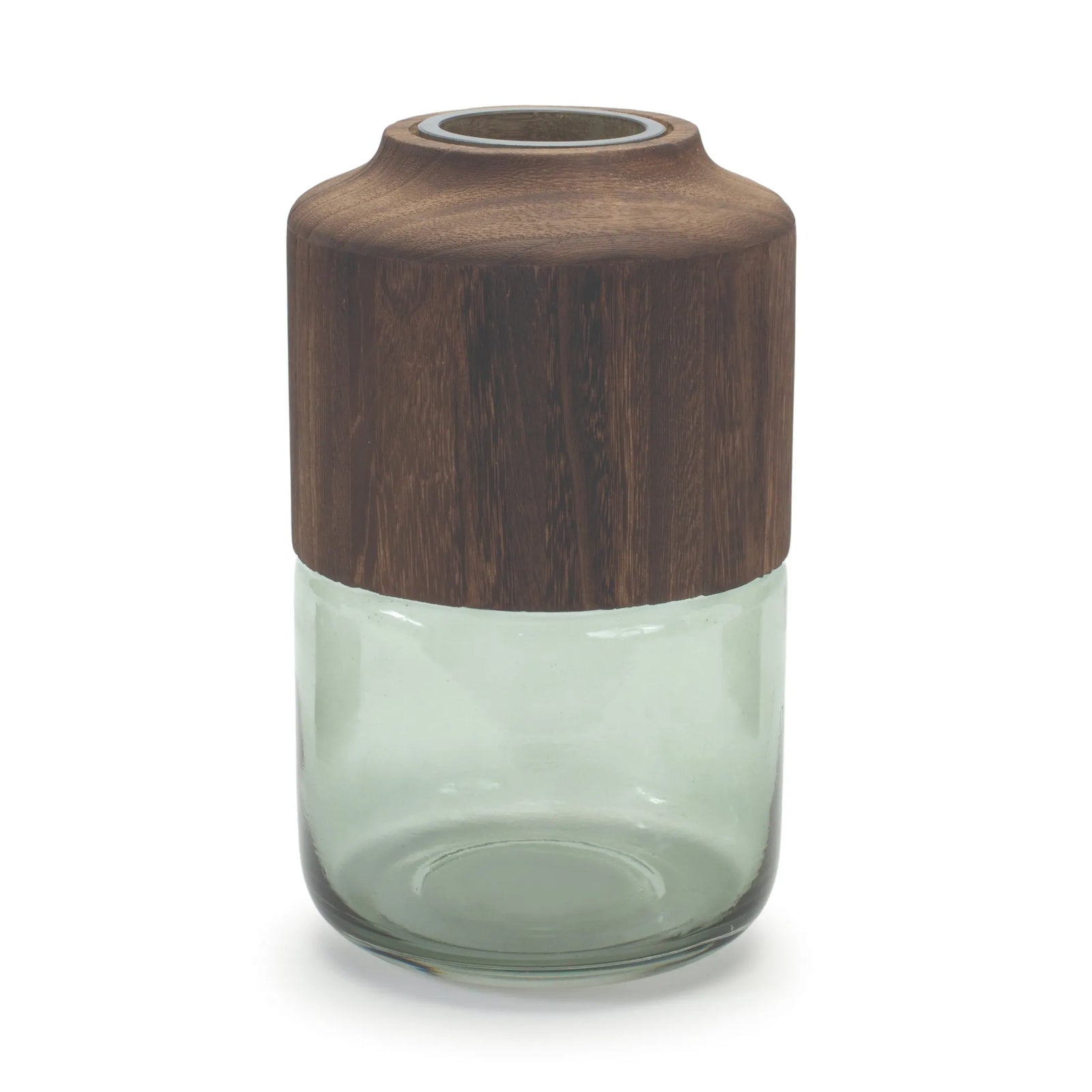 Melrose International Sage Glass Vase with Wood Accent