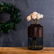 Melrose International Sage Glass Vase with Wood Accent