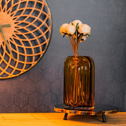 Melrose International Sage Glass Vase with Wood Accent