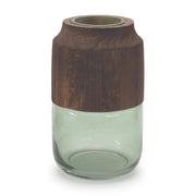 Melrose International Sage Glass Vase with Wood Accent