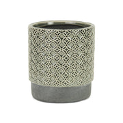 HomeRoots 6-Inch Gray Geometric Ceramic Indoor & Outdoor Planter