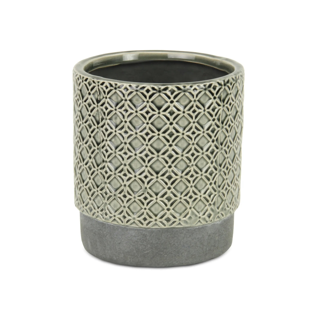 HomeRoots 6-Inch Gray Geometric Ceramic Indoor &amp; Outdoor Planter