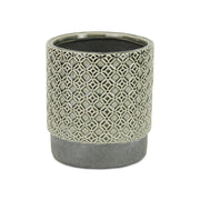 HomeRoots 6-Inch Gray Geometric Ceramic Indoor & Outdoor Planter – 1