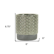 HomeRoots 6-Inch Gray Geometric Ceramic Indoor & Outdoor Planter