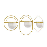 HomeRoots Set of 3 Gold & White Metal Wall Planters