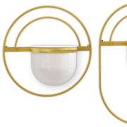 HomeRoots Set of 3 Gold & White Metal Wall Planters