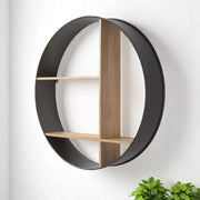 HomeRoots Black & Brown Circular Multi-Tier Wall Shelf – 36"