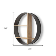 HomeRoots Black & Brown Circular Multi-Tier Wall Shelf – 36"