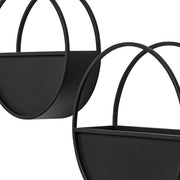 HomeRoots Set of 2 Black Metal Round Hanging Planters