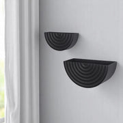 HomeRoots Set of 2 Black Metal Geometric Half Moon Wall Planters – 1