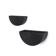 HomeRoots Set of 2 Black Metal Geometric Half Moon Wall Planters