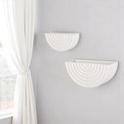 HomeRoots Set of 2 White Metal Geometric Half Moon Wall Planters