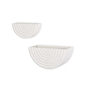 HomeRoots Set of 2 White Metal Geometric Half Moon Wall Planters