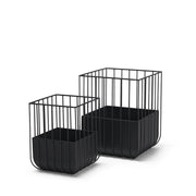 HomeRoots Set of 2 Black Metal Wire Cage Square Indoor Planters