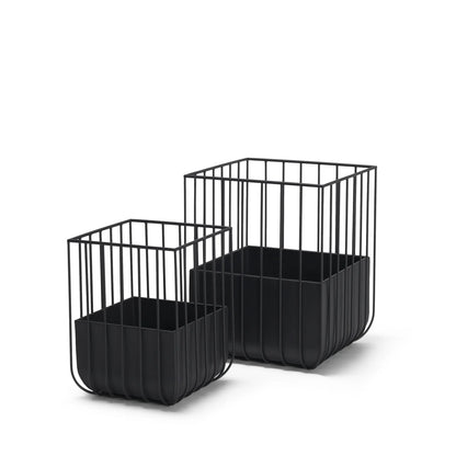 Set of Two  Metal Wire Cage Square Pot Planters