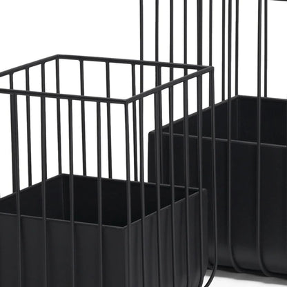 Set of Two  Metal Wire Cage Square Pot Planters