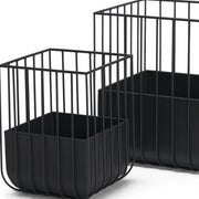 HomeRoots Set of 2 Black Metal Wire Cage Square Indoor Planters