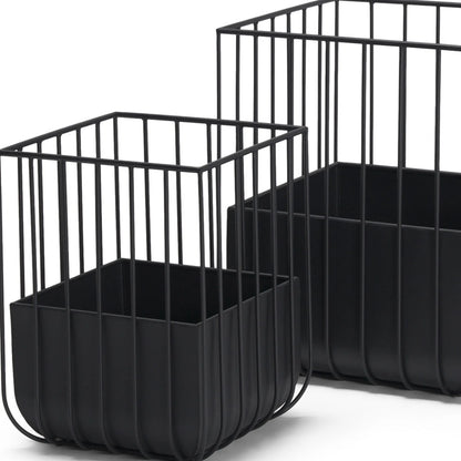 Set of Two  Metal Wire Cage Square Pot Planters