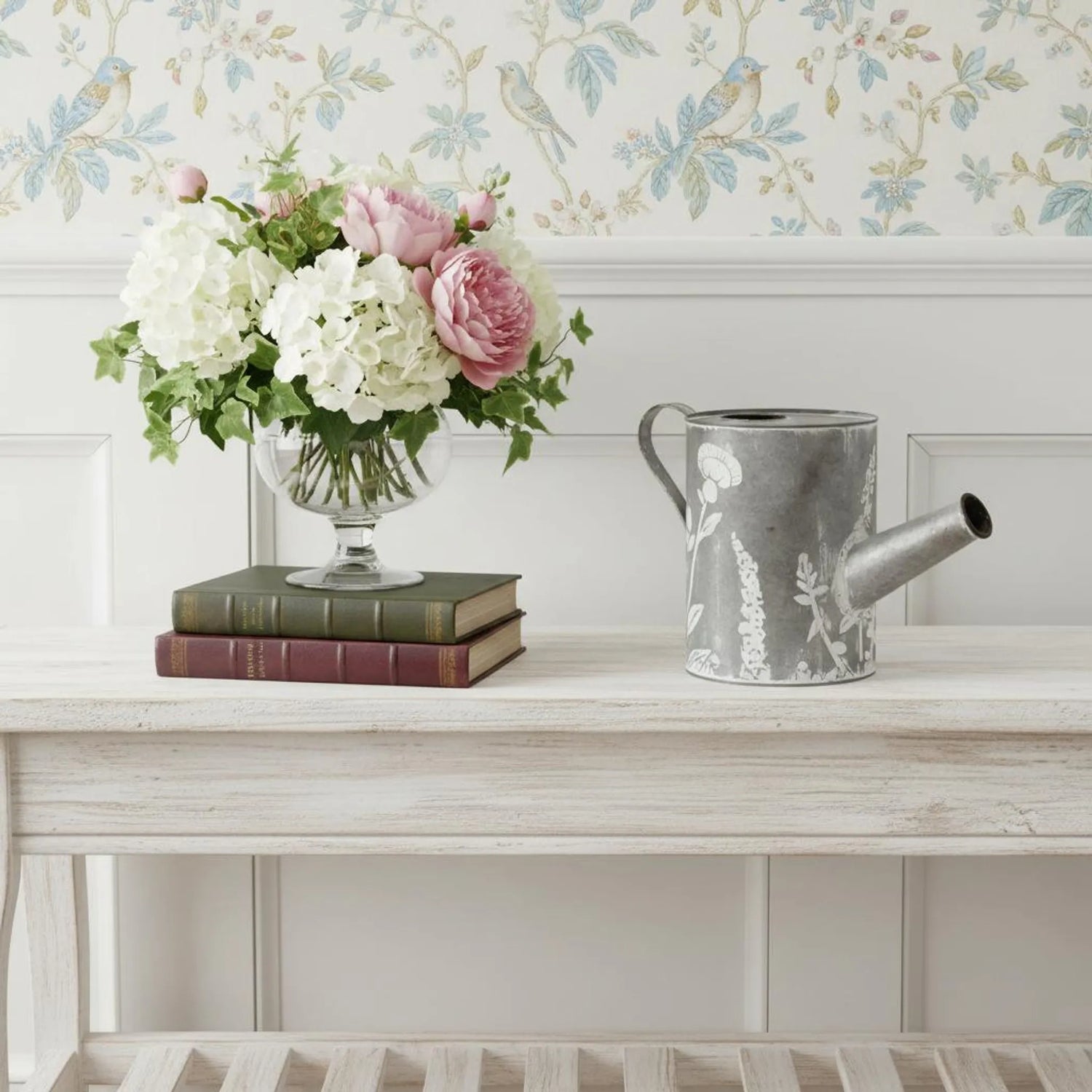 Galvanized Metal Flowers HPainted Decorative Watering Can