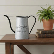 Galvanized Metal Flowers Garden Decorative Watering Can – Black and gray / 10" / 1