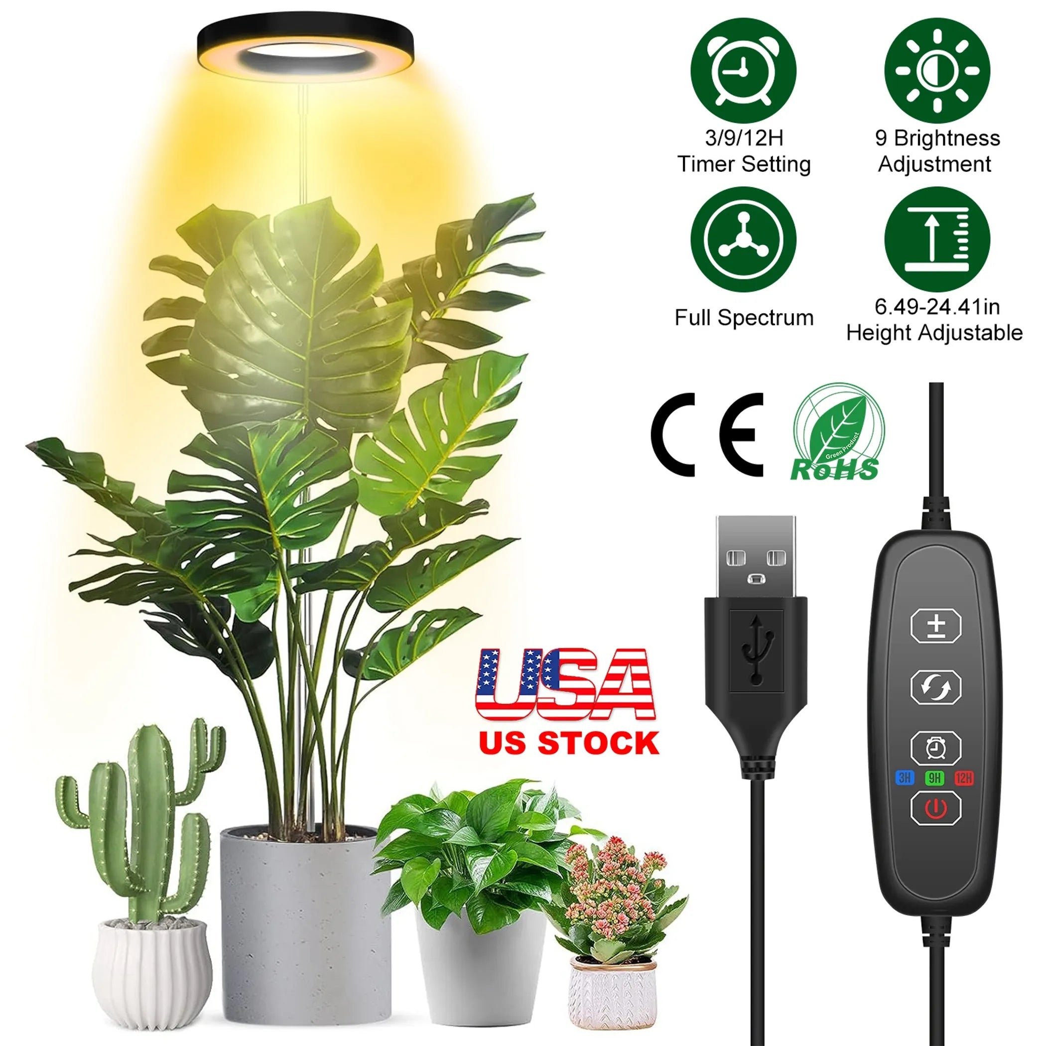 Plant Grow Light LED Full Spectrum Circle Growing Lamp