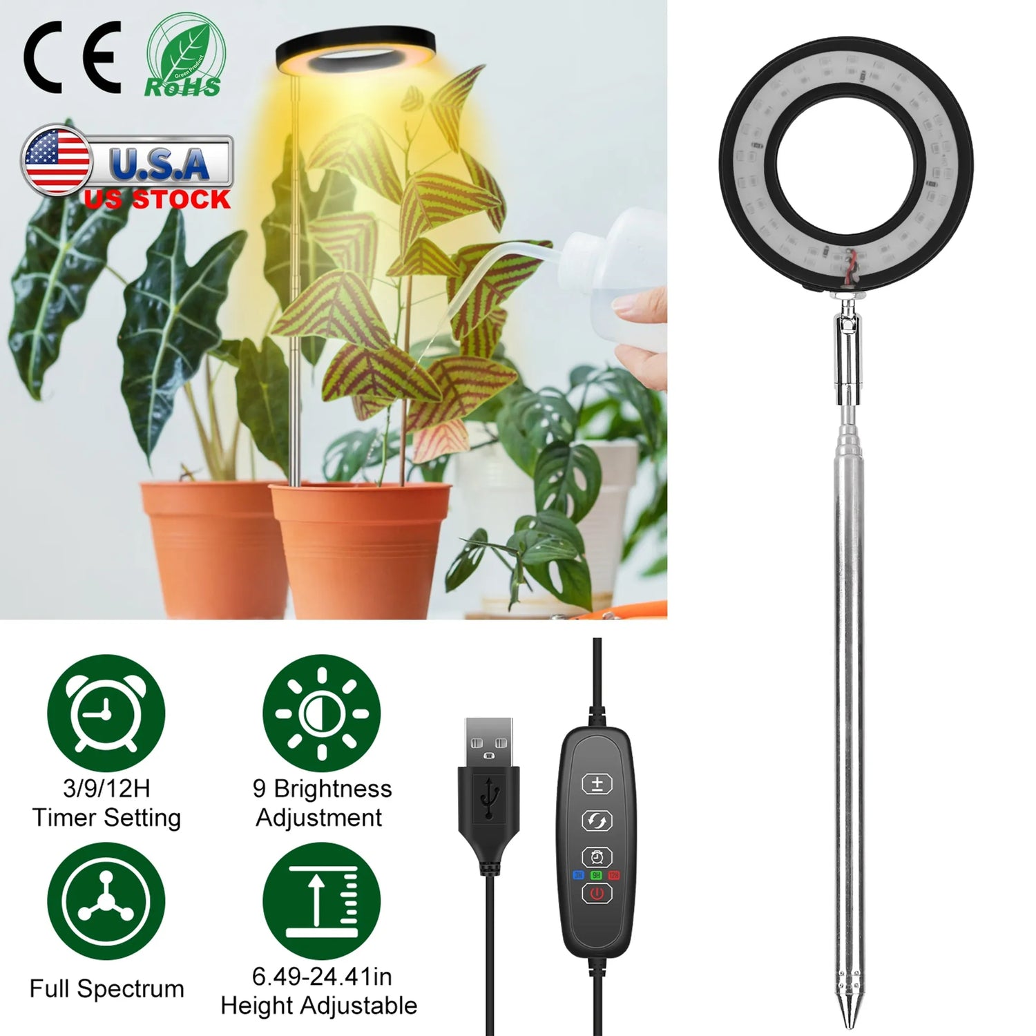 Plant Grow Light LED Full Spectrum Circle Growing Lamp