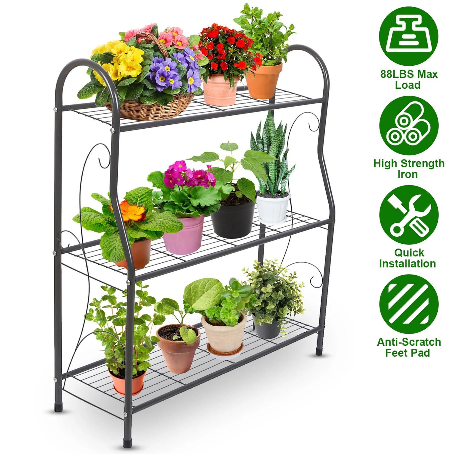 3 Tier Plant Stand Shelf Flower Pot Holder Display Rack