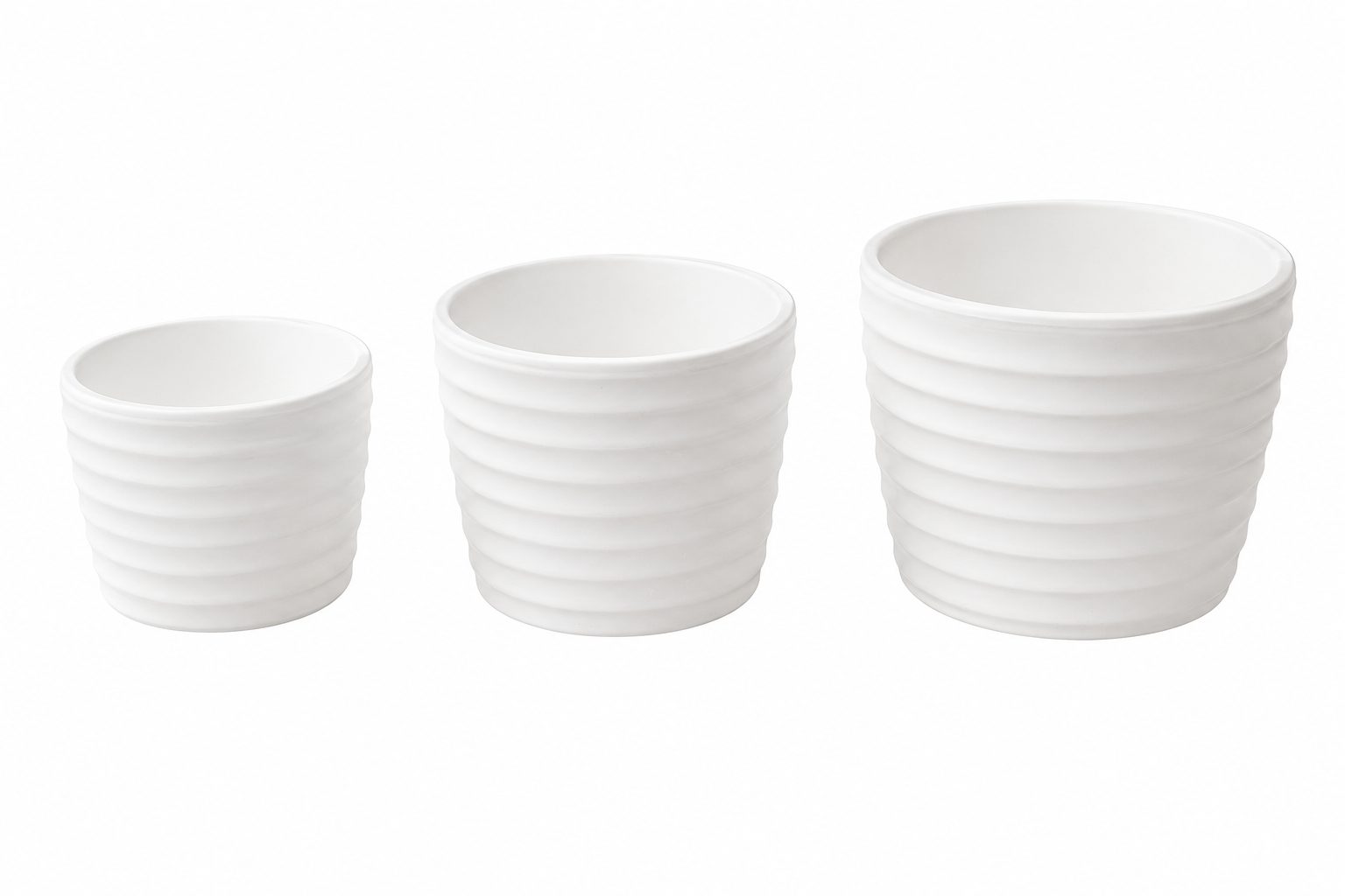 White Ribbed Cement Planter Set - 3 Piece (5", 4", 3.5") – Default Title