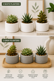 Small Round Cement Planter - 3" x 1.75" – white / 3-Pack