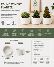 Small Round Cement Planter - 3" x 1.75" – gray / 3-Pack