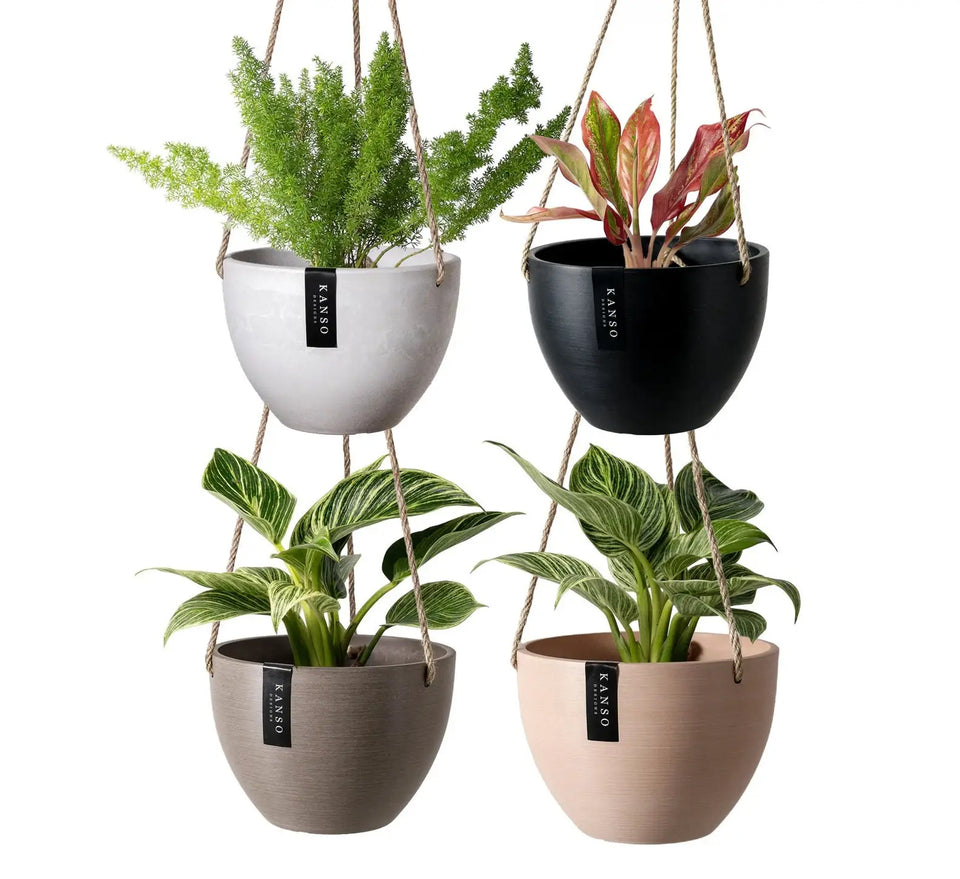 8" Signature Stone Hanging Planter Pot – 8" White Stone Hanging Planter