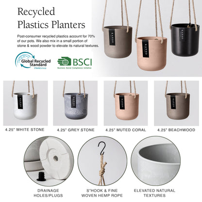 4" Signature Stone Hanging Planter Pot