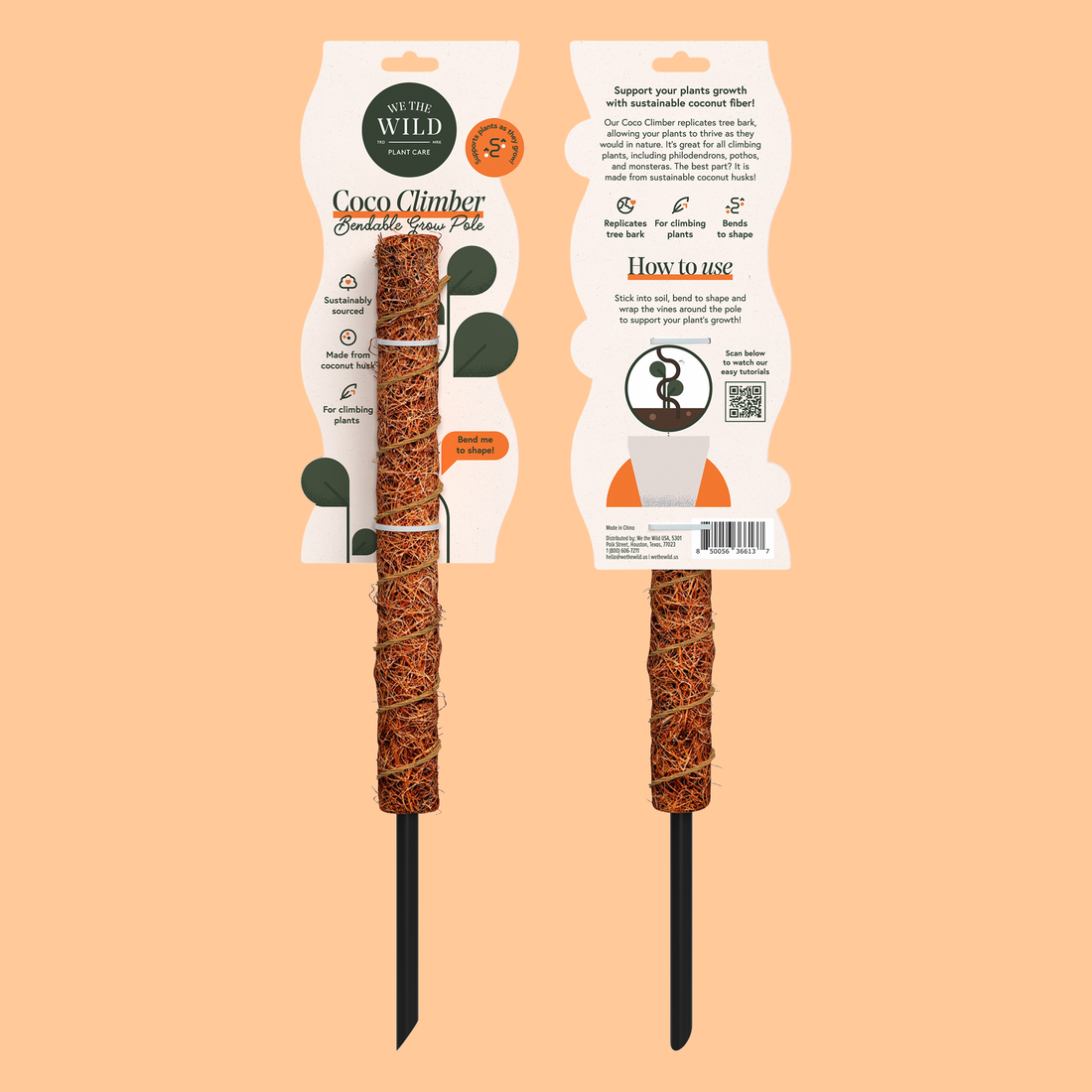 Coconut Coir Bendable Grow Pole – 16 Inch