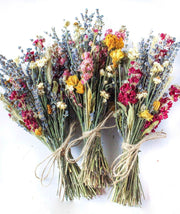 Dried Flower Bouquet with Pink Larkspur, Lavender, Yarrow & Wheat