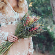 Dried Flower Bouquet – Peony, Blue & Pink Larkspur, Lavender & Avena Oats – Rustic Farm-Grown California Wedding & Home Décor Arrangement