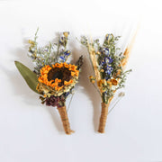 Boutonniere with Sunflower for Dried Bridal Decor / Dry Flower Wedding, Rustic Boho Brides, Bridesmaid bouquet, Wildflowers Dried bouquet