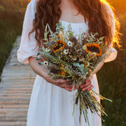 Boutonniere with Sunflower for Dried Bridal Decor / Dry Flower Wedding, Rustic Boho Brides, Bridesmaid bouquet, Wildflowers Dried bouquet