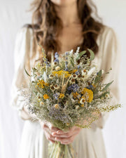 Dried Flower Bouquet with Eucalyptus, Yarrow and Lavender Dried Bridal bouquet