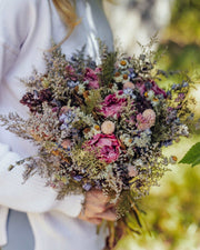 Dried Flowers for Weddings with Pink Peony and Lavender / Dried Bridal bouquet / Rustic Boho Bridesmaid bouquet / Wildflower bouquet