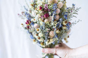 Dried Flower Boutonniere with Red Roses & Blue Lavender / Bridal bouquet for Wedding / Rustic Boho and Bridesmaid bouquet / Wildflowers