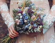 Blue Lavender Dried Bridal crown for Dry Flower Wedding, Rustic Boho Brides, Bridesmaid bouquet, Wildflowers Dried bouquet