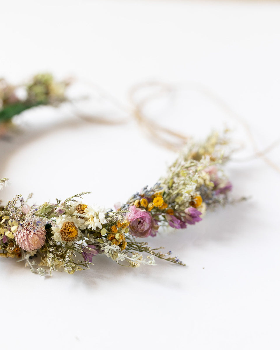 Flower Crown Ranunnculus &amp; Lavender Dried / Dry Flower Wedding, Rustic Boho Brides, Bridesmaid bouquet, Wildflowers Dried bouquet